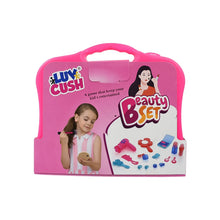 Overview of the open Kids Beauty Set, displaying all the fun accessories for role play.