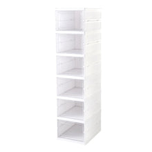 Space-saving storage solution with a 6-layer foldable organizer in a home setting.