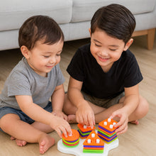 Educational geometric shape stacking toy set promoting toddler cognitive skill development