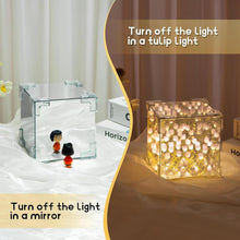 Tabletop decorative LED cube night lamp with tulip flower pattern
