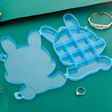 Front view of the clear plastic bear storage box, perfect for small items.