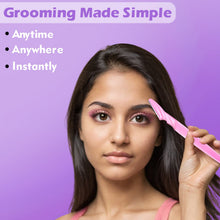 Ergonomic design of the eyebrow shaper razor, highlighting its comfortable non-slip handle.