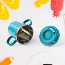 Insulated kids sipper mug with straw and dual handles for temperature retention
