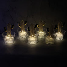 LED cactus flameless decorative candle lit with warm white flickering light