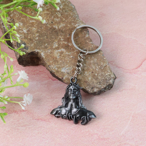 Metal keychain featuring Lord Shiva and Adiyogi designs