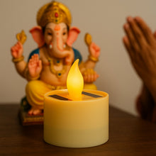 Solar powered LED candle lamp suitable for festive and home decor