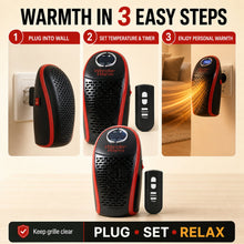 Usage guide for the compact wall plug-in room heater.