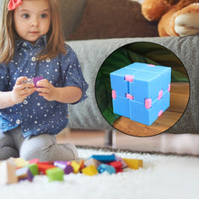 Close up of Infinity Cube fidget toy designed for stress and focus