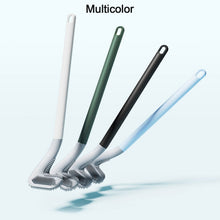 Flexible TPR silicone brush head easily reaching under the toilet rim for effective deep cleaning.