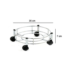 Compact gas cylinder trolley with four swivel wheels for easy maneuverability