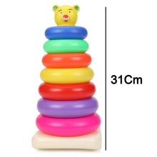 Detailed shot of the jumbo plastic stacking rings for fine motor skill development.