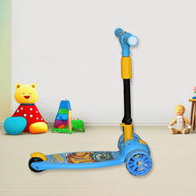 Folded kids scooter with steel frame designed for ages 3 to 10 years