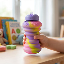 Daily hydration foldable water bottle for on-the-go use