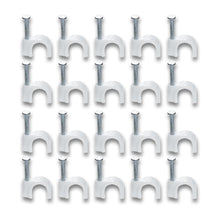 Durable plastic cable clip with steel nail for wall-mounted cable management