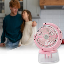 Close-up of the portable fan's control panel and water tank lid.