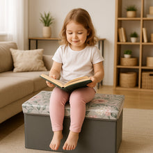 Foldable box with floral lid convenient for home storage and easy to assemble