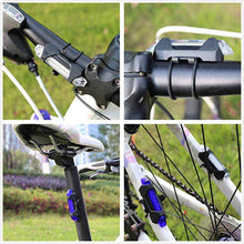 Side view of the blue waterproof bicycle front light, emphasizing its durable construction.