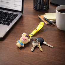 Decorative teddy bear keychain with love strap used as a bag charm
