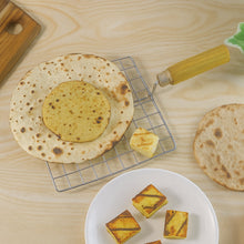 Kitchen Square Stainless Steel Roaster Jali, Barbecue Grill with Wooden Handle