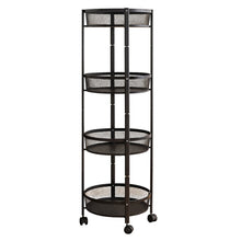 All-purpose 4-tier round mesh storage trolley ideal for kitchen and bathroom