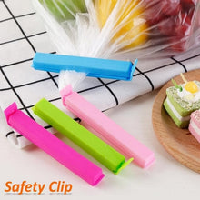Variety of plastic sealer clips used for kitchen and food bag organization