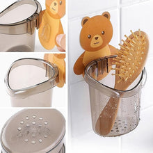 Teddy bear toothbrush holder wall stand in kids bathroom