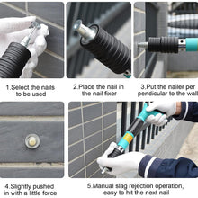 User holding the BoltForce manual steel nail gun, demonstrating its comfortable single-hand operation.