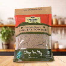 Golden harvested organic jaggery powder showing fine granules