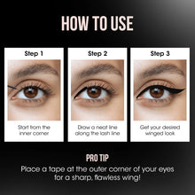 Intense black matte liquid eyeliner stroke made with precision brush