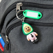 Cute avocado figure keychain with name tag for kids and students
