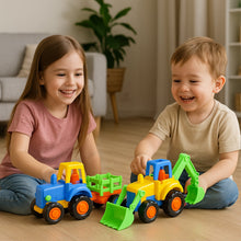 Side view of Funwoods push and play construction vehicle toys for young kids