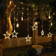 Product packaging for the 12 Stars LED Curtain Lights, indicating contents.