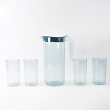Daily use BPA-free plastic jug and 4 glass set showing clear, lightweight design