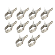 IronHold branded stainless steel clothespins for secure outdoor laundry.