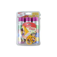 Close-up of colorful holographic cellotape rolls