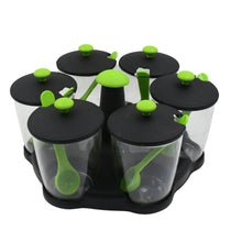 Lifestyle shot of the compact masala container set neatly arranged on a kitchen countertop.
