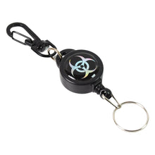 Anti-lost retractable key reel with strong nylon-coated steel wire extended.