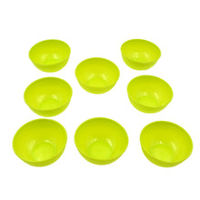 Small round plastic bowls, perfect as chutney bowls for Indian meals.
