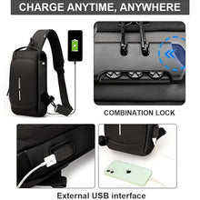Closeup of travel anti-theft crossbody bag showing secure combination lock