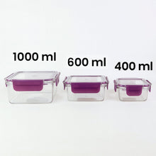 Transparent stackable food storage containers with secure lids