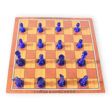 Side view of the versatile family board game set with different game options.