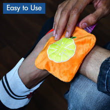 Orange hot water bag for menstrual cramps and body warmth