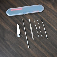 Complete 6-piece Earwax Removal Kit with stainless steel tools and a sleek portable case.