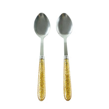 Kitchen spoon set of 2 with glitter handle design for daily dining and parties