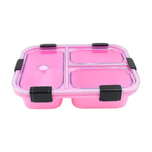 Top-down view of the durable plastic lunch box, ideal for portion control.