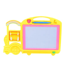 The complete set of the Kids Drawing Board, showing the bus shape and pen.