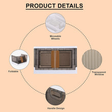 Plastic folding wardrobe organizer with wheels and double doors closed