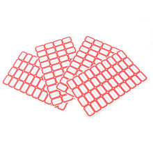 Organized desk using writable label stickers with red borders