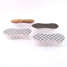 Ergonomic scrub brush set with durable plastic body and stylish printed tops