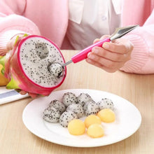 A multi-functional stainless steel peeler and corer tool for fruits.